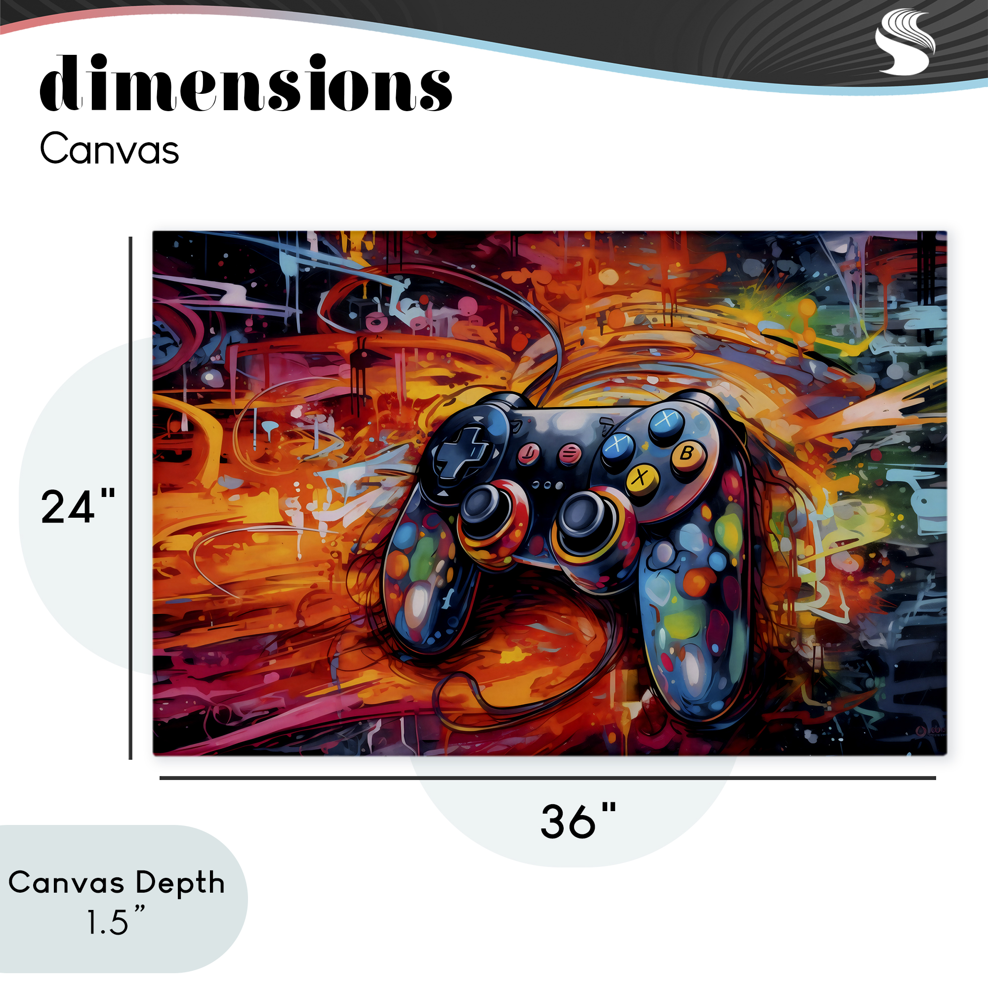Stupell Industries Gaming Swirl Controller Energy Canvas Wall Art, design by Creative Studio