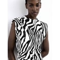 thumbnail image 4 of Black And White Zebra Print Sleeveless Fitted Mini Dress For Women, 4 of 7
