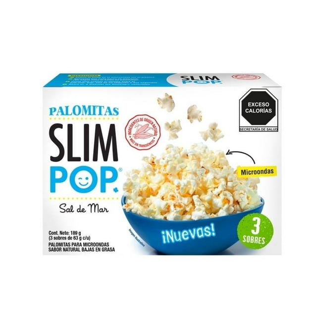 Palomitas para microondas Slim Pop sabor sal de mar 3 sobres de 63 g c/u