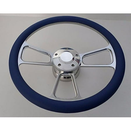 - Royal Blue Half Wrap 14 BILLET Steering wheel kit with Hub adaptor Horn Button