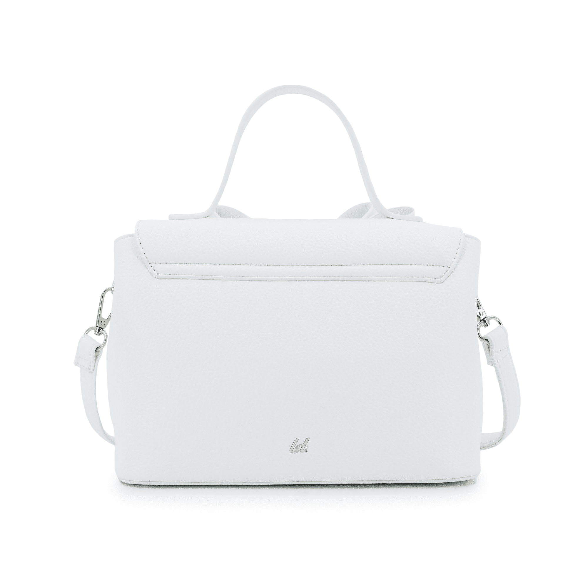 LIKE DREAMS Womens's Vegan Leather Adjustable Detachable Strap Zoey Double Bow Crossbody Bag, White