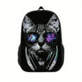 thumbnail image 3 of 1pc Personality Cat Glasses Printed Backpack, Children's Bright Color Backpack, 3D Print Backpack, Fashion Trendy Boys And Girls Backpack, Breathable Lightweight Bag, Students Schoolbag, 3 of 4