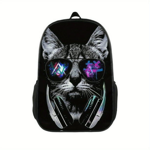 1pc Personality Cat Glasses Printed Backpack Children s Bright Color Backpack 3D Print Backpack Fashion Trendy Boys And Girls Backpack Breathable