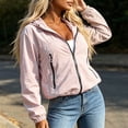 thumbnail image 6 of Husipze Women's Lightweight Full Zip Cropped Jacket Outdoor Long Sleeve Sun Protection Solid Color Hooded Hiking Jacket Windbreaker Pink S, 6 of 7