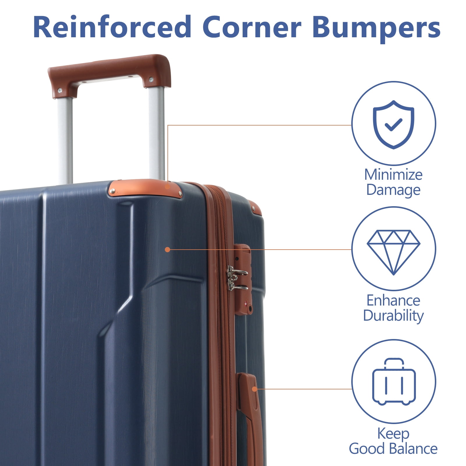 EUROCO 3 Piece Luggage Set, Expandable Hardshell Suitcase with TSA Lock and Double Spinner Wheels,ABS Lightweight Durable Travel luggage Set(20"/24"/28"),Inky Blue