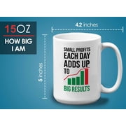 Trading Mug White 15oz - Small Profits Each Day Adds Up - Stock Market Trader Broker Financial Adviser Investor Eat Sleep Trading