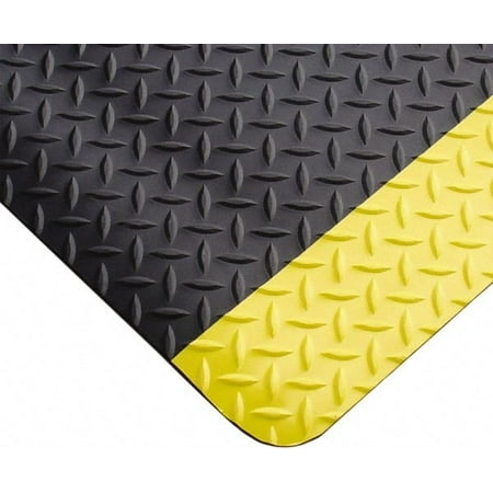 

PRO-SAFE 5 Long x 3 Wide Dry Environment Anti-Fatigue Matting Black with Yellow Borders Vinyl with Vinyl Sponge Base Beveled on 4 Sides
