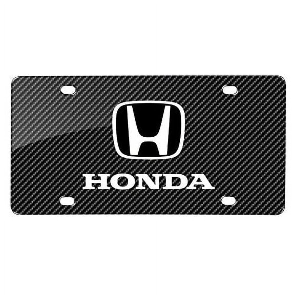 Honda Black Carbon Fiber Look Graphic Special Aluminum Metal License Plate