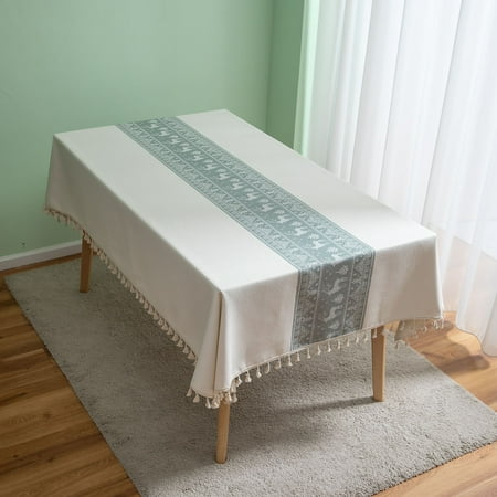 

SDJMa Christmas Tablecloth Rectangle Linen Tablecloth for Rectangle Table White Snowflake Elk Christmas Table Cover Rectangle Tablecloths for Holiday Festival Party Decoration 47.2*47.2