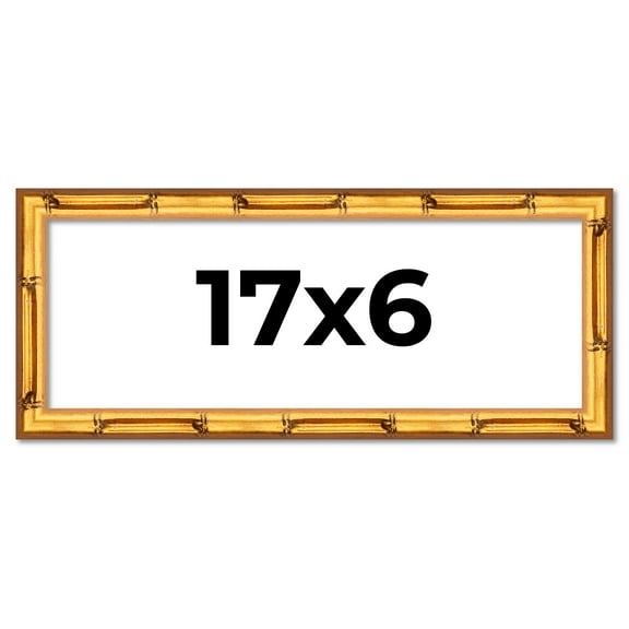 17x6 Frame Gold Bamboo Solid Wood Picture Frame | 1 Inch Moulding Width | Interior Frame Depth 0.75