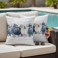 thumbnail image 4 of Blue Grey Fall Outdoor Waterproof Pillow Covers, Vintage Thanksgiving Botanical Decorative Square Throw Pillowcase Sofa Cushion Sham for Patio/Couch/Chair, 16"x16" 2 Pack, 4 of 8