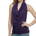 Blouse Drape Backless Sleeveless Tops Cowl Sexy Vest Neck Tank Women