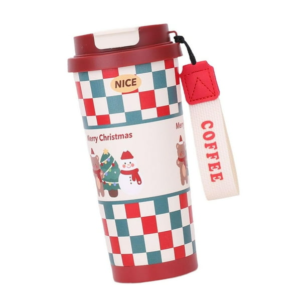 Botella de agua aislada de acero inoxidable, taza de viaje con tapa, reutilizable, con correa portátil, ideal para regalos de Navidad y año Nuevo, par
