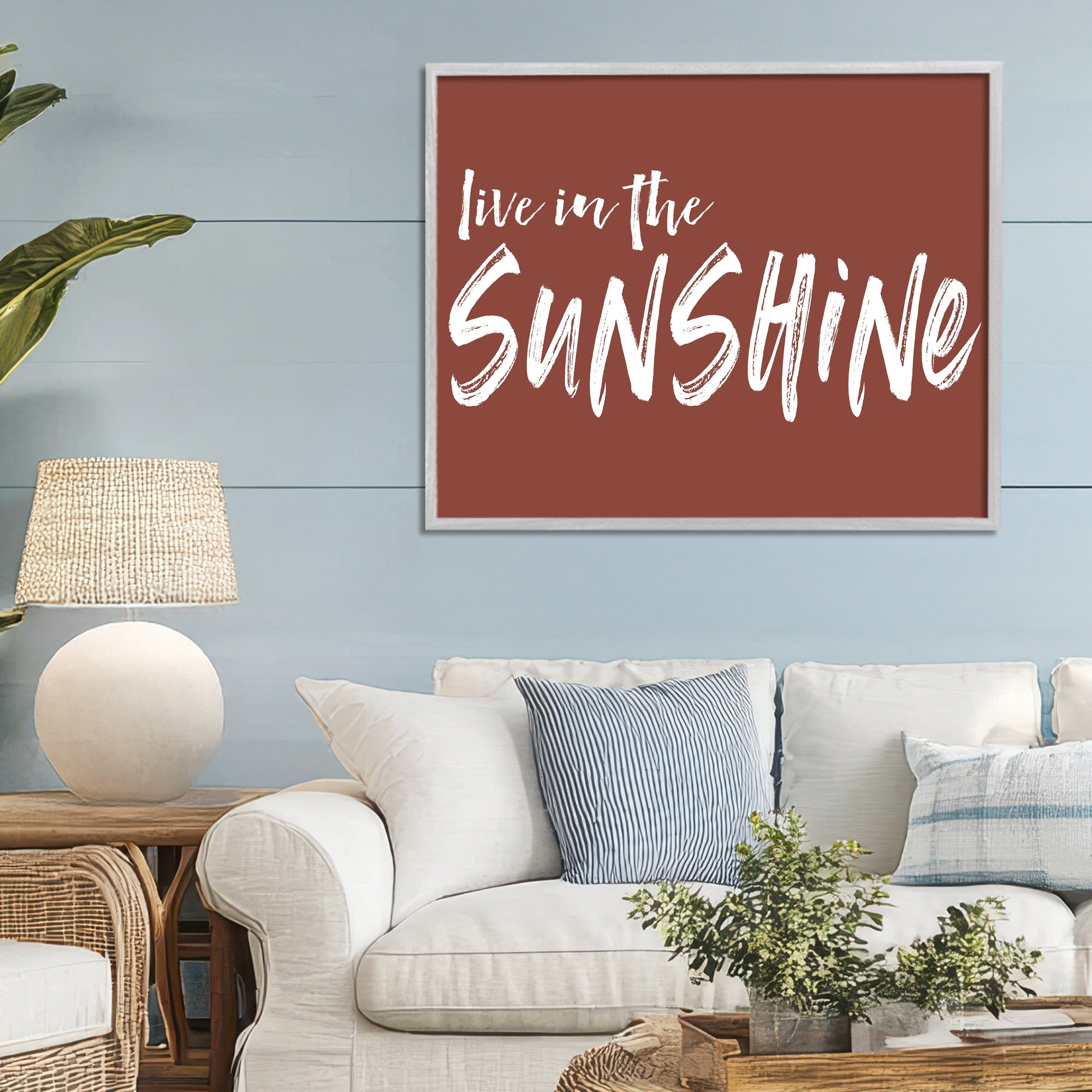 Live In The Sunshine Brown Gray Framed Giclee Art, design by Lettered and Lined