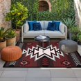 thumbnail image 2 of Red Black Outdoor Rug for Patio/Deck/Porch, Non-Slip Large Area Rug 3 x 5 Ft, Southwest Geometric Aztec Farmhouse Tribal Indoor Outdoor Rugs Washable Area Rugs, Reversible Camping Rug Carpet Runner, 2 of 8