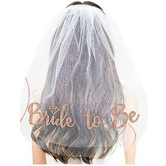 ERDOUY Bride To Be Veil,Party Veil for Brides,Bridal Veil Wedding Veil White Short Veils with Comb for Wedding,Engagement, Party Supplies Accessories,White A