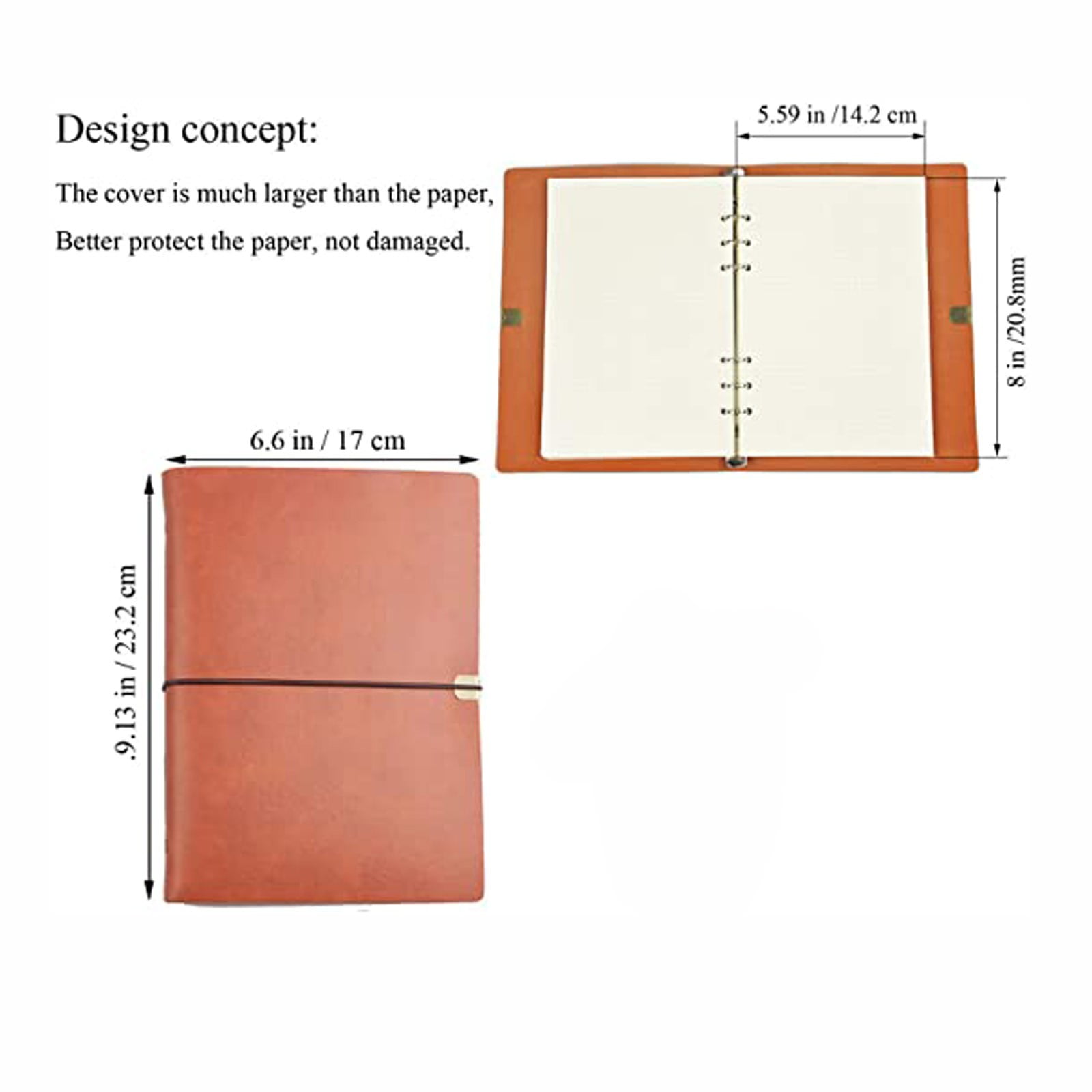 A5 Leather Binder Notebook Diary Notebook Diary Replaceable Paper