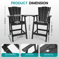 thumbnail image 5 of Tall Adirondack Chairs Set of 2 HDPE Outdoor Bar Stools with Removable Connecting Tray,Bar Height Chairs with Umbrella Hole for Patio Balcony Deck Black, 5 of 12