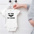 thumbnail image 5 of My Dad is a Hero Superhero Bat Romper Boys or Girls Infant Baby Brisco Brands 18M, 5 of 6