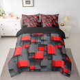 thumbnail image 3 of Homewish Modern Art Square Twin Bedding Sets 7-Piece, Stereoscopic Rectangle Bedding Comforter Set, Black Red Abstract Reversible Sheet Sets, Breathable Home Decor, 3 of 8