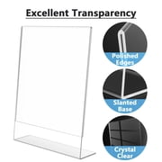 MaxGear 6 Pack Sign Holder 8.5 X 11 inches Slant Back Design Acrylic Sign Holders Display Stand Paper Holder Table Top Sign Holder