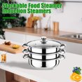 thumbnail image 3 of Homelife Stainless Steel 3 Tier Steamer Pot Set with Lid Food Steamer Stackable Food Steamer Space Saving Visual Lid Handle Design Multipurpose Cooking Pot, 3 of 13
