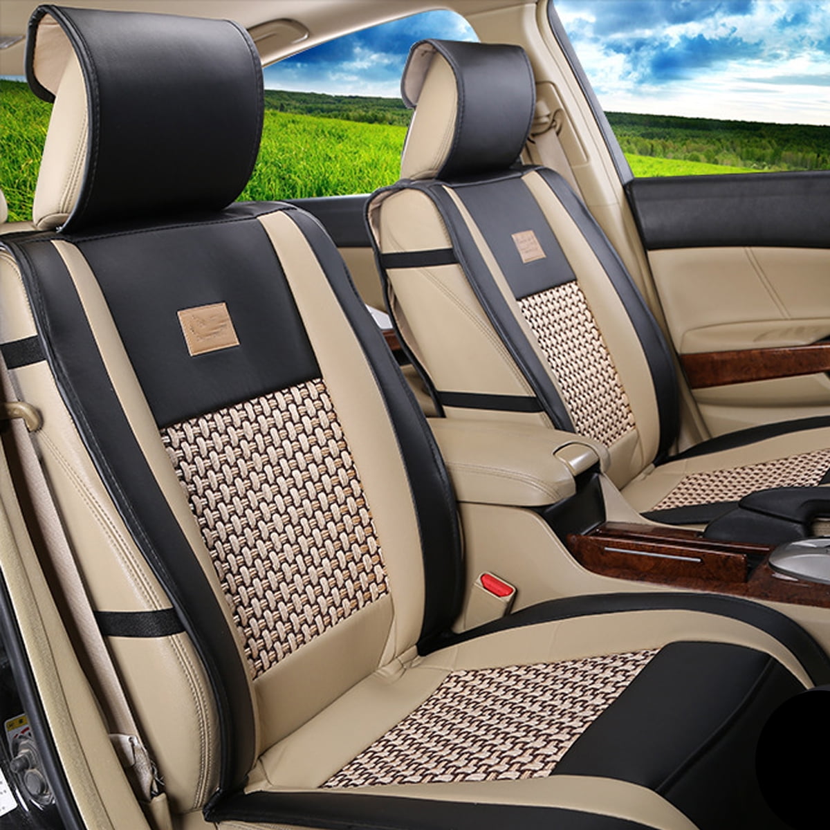 10Pcs Set 5 Seat Universal Car Needlework PU Leather Front