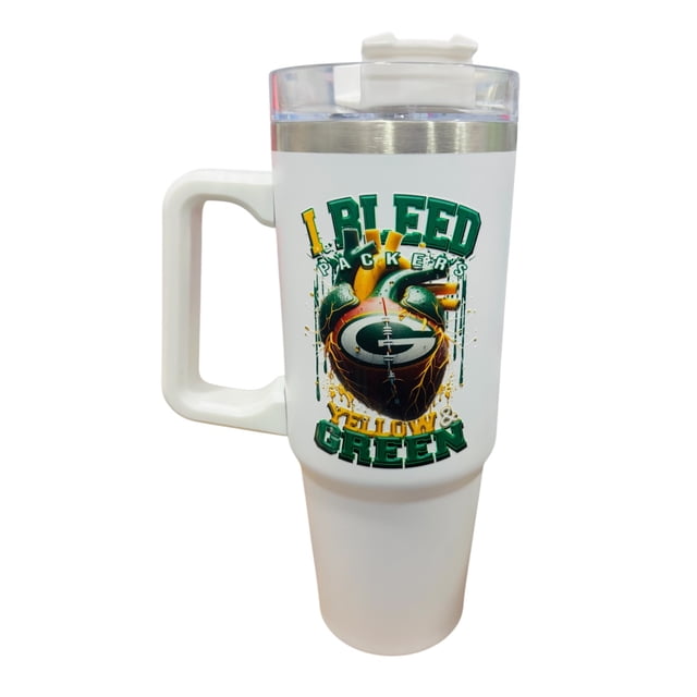 Termo de acero inoxidable Fartmex color blanco, NFL Green Bay Packers de 30 Oz
