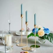 Candlestick Holders Taper Candle Holders, 3 Pcs Candle Stick Holders Set, Gold Candlestick Holders Set Table Decorative Modern Candle Holders for Tapered Candles