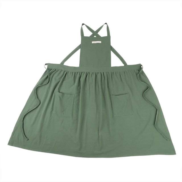 Delantal de cocina práctico para uso diario, de algodón verde, para mujer, con bolsillos