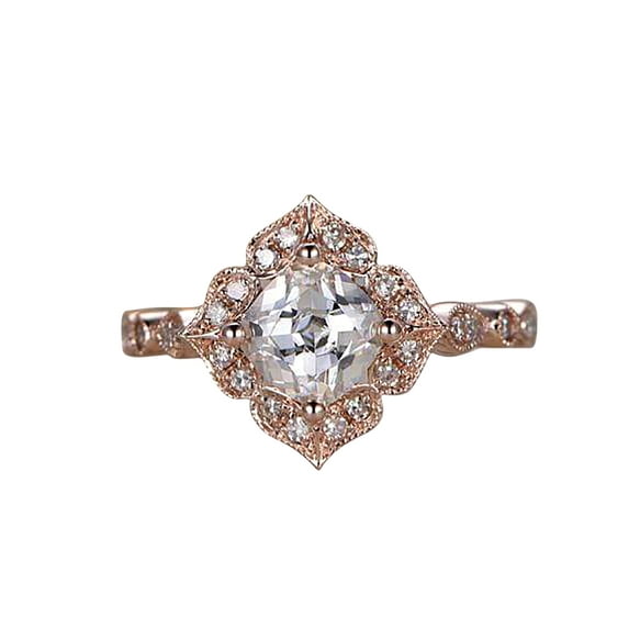 1.25 Carat Round cut Halo Man made diamond moissanite Engagement Ring with 18k Gold Plating