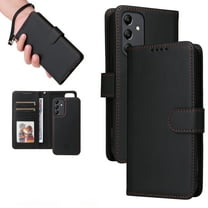 Dteck Detachable 2 in 1 Wallet Case for Samsung Galaxy A25 5G,Magnetic Leather Card Slots Case Shockproof Rubber Mag-Safe Cover with Wrist Strap,Black
