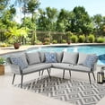 thumbnail image 4 of Modway Endeavor Fabric & Aluminum Patio Sectional Sofa in Gray, 4 of 7