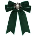 thumbnail image 1 of Broche de lazo de terciopelo negro preatado elegante de INSPIRE CHIC con imitación de perlas y rhinestones, 1 of 5