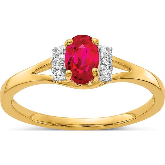 14K Yellow Gold Diamond And Oval Ruby Ring (Size 7) Made In India rm5761-ru-007-ya