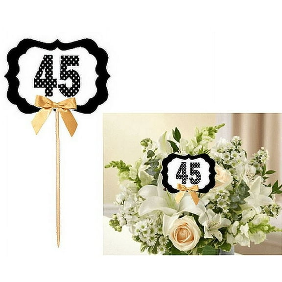 45th Birthday / Anniversary Table Decoration Party Centerpiece Pick - Set of 6