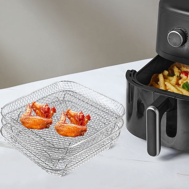 Set De 3 Rejillas Apilables Para Freidora De Aire - Acero Inoxidable, 20x20 Cm Cada Una, Para Cocinar, Asar Y Deshidratar
