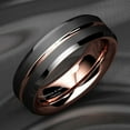 thumbnail image 2 of Tungsten Rings for Women Wedding Bands for Her 6mm Black Brushed Rose Gold, 2 of 7