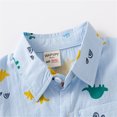 thumbnail image 6 of LNMQLPDBS Boys Button Down Shirt Long Sleeve Dinosaur Pattern Printed Shirts with Chest Pocket Lapel Blouse for Toddler Baby Boy Gifts Kids Cute Tops for Party School Family Photo ﻿ Blue 5-6 Years, 6 of 7