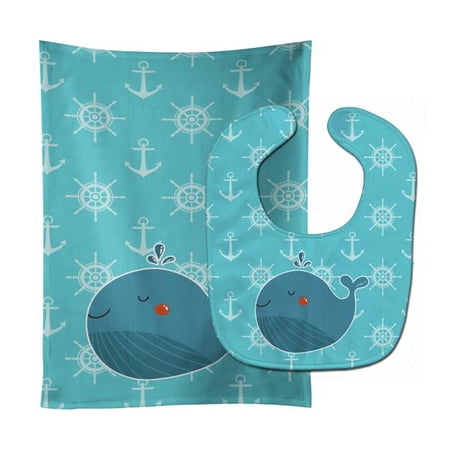 Blue Whale Baby Bib & Burp Cloth