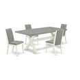 thumbnail image 6 of East West Furniture X097LA206-5 5-Piece Fashionable Dining Room Table Set a Superb Cement Color Wood Table Top and 4 Linen Fabric Wonderful Padded Chairs with Stylish Chair Back, Linen White Finish, 6 of 10