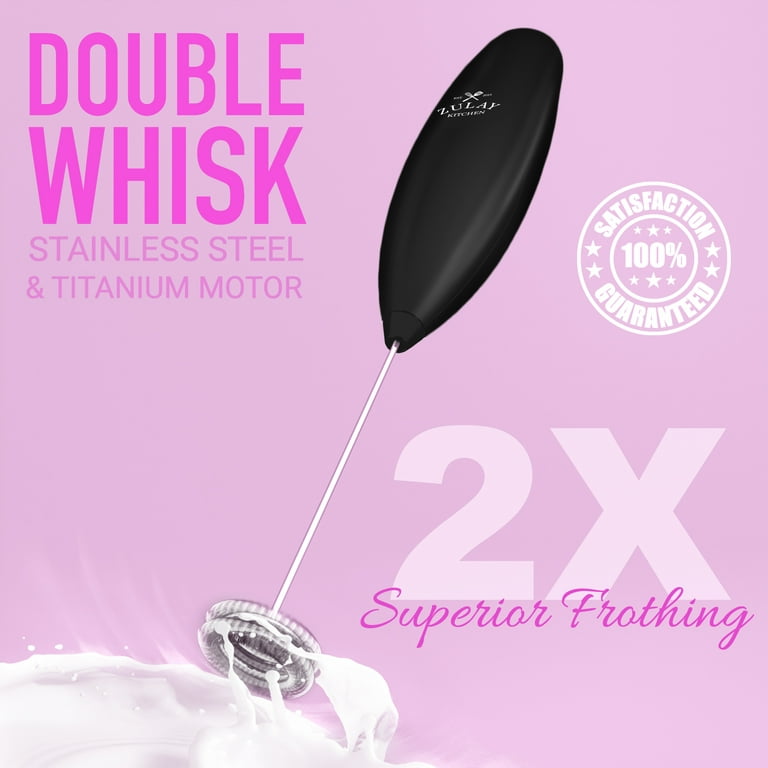 Zulay Kitchen Double Whisk Milk Frother Handheld Mixer - High Powered  Frother For Coffee Executive Black