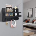 thumbnail image 4 of YIHATA Key and Mail Holder for Wall Hooks Key Hanger for Wall with Shelf Wood Wall Shelf with Hooks for Wall Decorative Retro Hanging Organizer Rustic Farmhouse Decor for Entryway (Black), 4 of 7