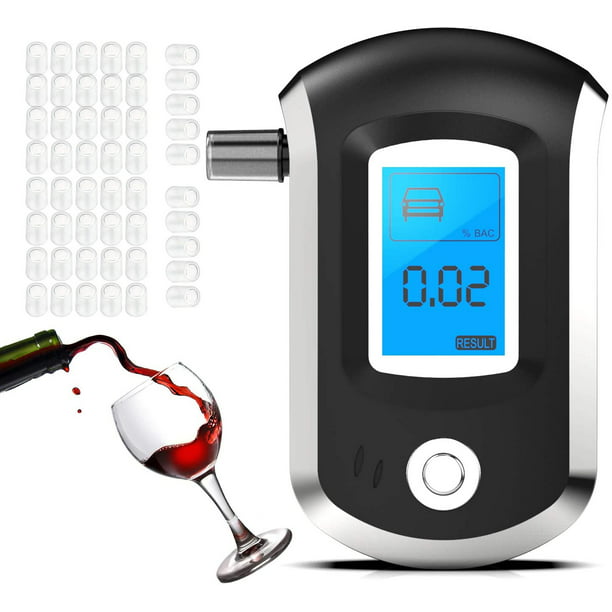 Amerteer Breathalyzer, Portable Alcohol with 50 Mouthpieces, Professional BAC Tester with Digital LCD Display Grade High Accuracy for Home - Walmart.com