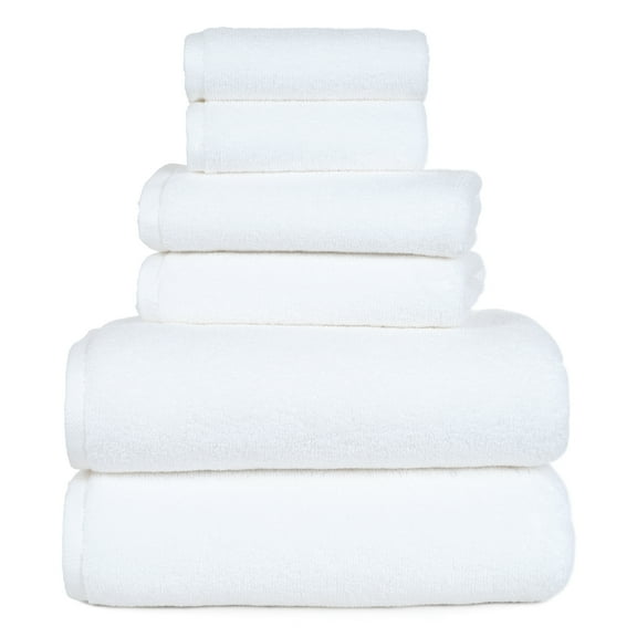 Somerset Home 6 Piece Cotton Bath Towel Set, White