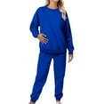 thumbnail image 4 of BLOCLOALO 2 Piece Lounge Set Long Sleeve Pullover Sweatshirts Fashionable Casual Solid Color Sweatshirt Pants Suit Pullover Crewneck Sweaters Sweatpants and Sweatshirt Set Soft Lounge Sets Blue Xxl, 4 of 9