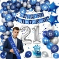 thumbnail image 4 of SPECOOL 21st Birthday Party Decorations, Royal Blue Balloon Arch Kit with Happy Birthday Banner, Tablecloth, Number 21 Balloon, Metallic Blue Silver Balloons for Men Women 21st Birthday Party, 4 of 7
