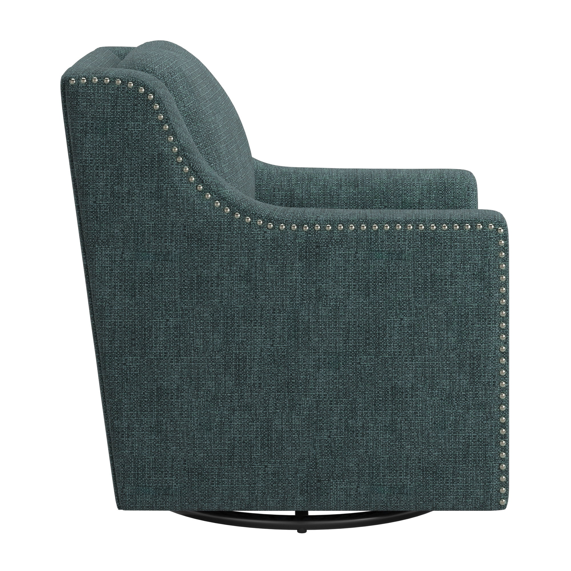 Weston Home Dovelle Classic Nailhead Swivel Chair with Sloped Arms, Blue