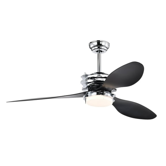 QHTX 52" Chrome Modern Ceiling Fan with 3 Blades and Remote