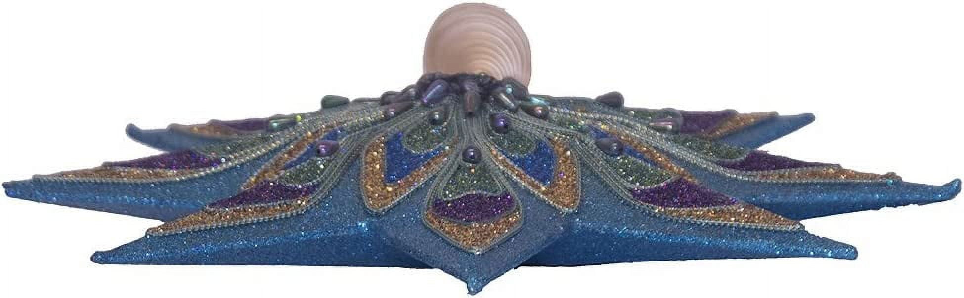 Kurt Adler 16-Inch 10-Point Peacock Glitter Tree Topper - Blue, Green, Gold & Purple Christmas Star